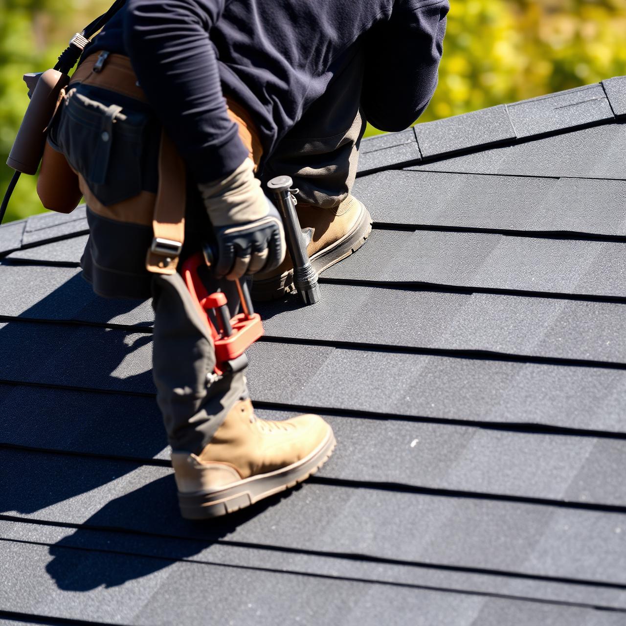 Szwarc roofer hand-nailing architectural shingles