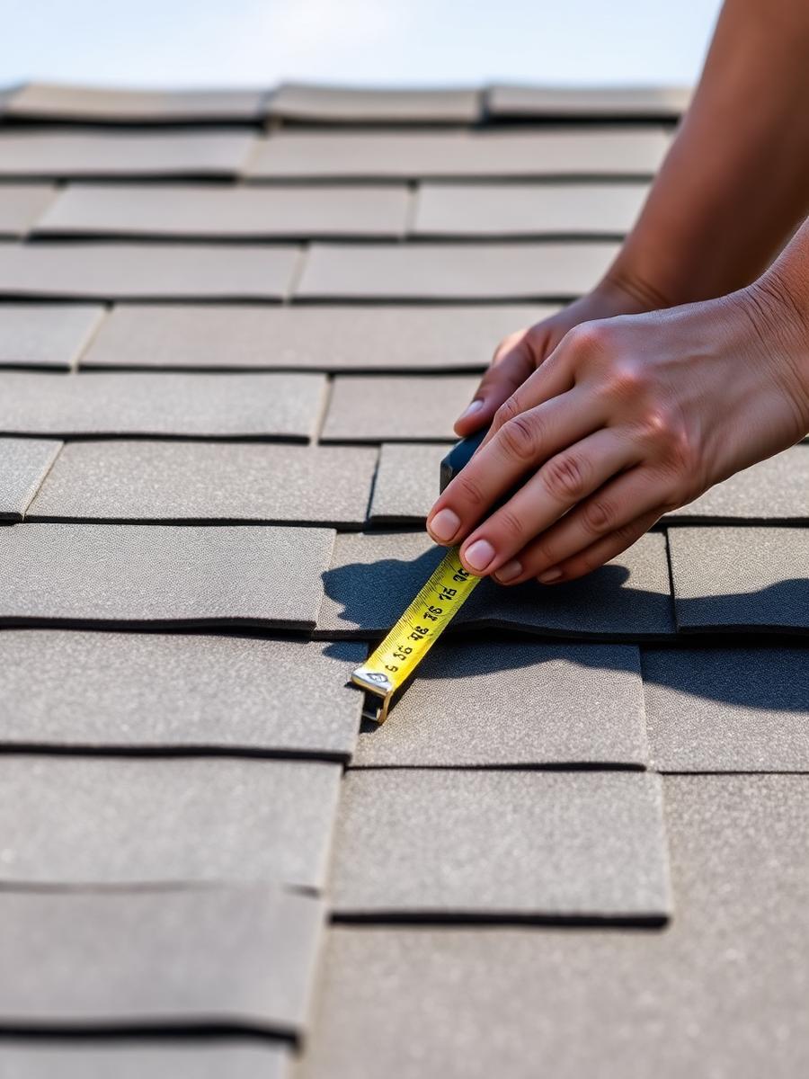 Roofer measuring shingles